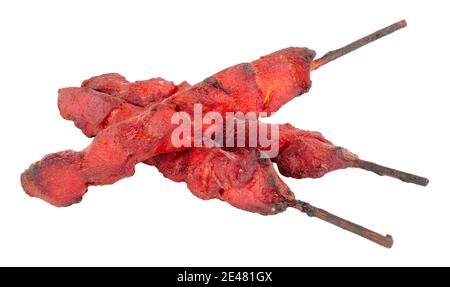 Gruppe von chinesischen Stil Huhn Kebabs isoliert auf einem weißen Hintergrund Stockfoto