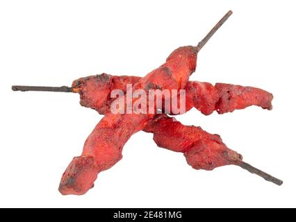 Gruppe von chinesischen Stil Huhn Kebabs isoliert auf einem weißen Hintergrund Stockfoto