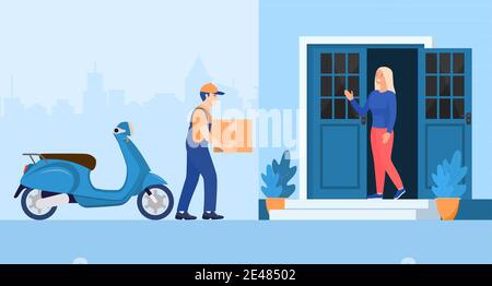 Mann hinterließ Pappkartons mit Waren Stock Vektor