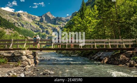 Cirque von Sixt-Fer-a-Cheval (Französische Alpen, Zentral-Ost-Frankreich), im oberen Giffre-Tal. Wanderung im Sommer im cirque von Sixt-Fer-a-Cheval. Tour Stockfoto