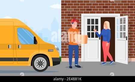 Mann hinterließ Pappkartons mit Waren Stock Vektor