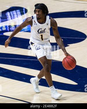 Januar 21 2021 Berkeley, CA U.S.A. der kalifornische Wachmann Joel Brown (1) spielt während des NCAA Männer Basketballspiels zwischen UCLA Bruins und den California Golden Bears 57-61 verloren im Hass Pavilion Berkeley Calif. Thurman James / CSM Stockfoto