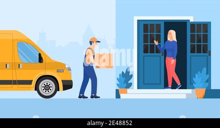 Mann hinterließ Pappkartons mit Waren Stock Vektor