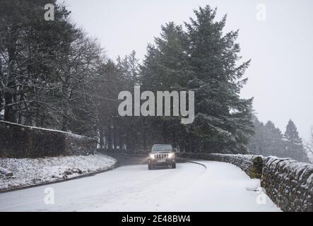 Nenthead, Cumbria, Großbritannien. Sonntag 27. Dezember 2020: Sturm Bella hat heute Morgen Teile des Nordwestens und Cumbria mit starken Winden und schweren en geschlagen Stockfoto