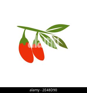 Goji-Beeren-Logo. Isolierte Goji-Beeren auf weißem Hintergrund Stock Vektor