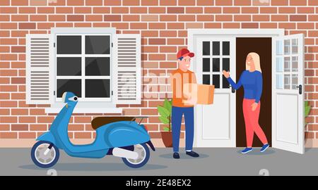 Mann hinterließ Pappkartons mit Waren Stock Vektor