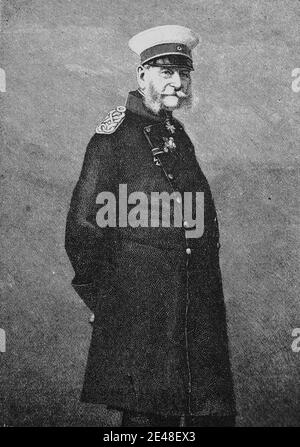 Kaiser Wilhelm I., Wilhelm Friedrich Ludwig von Preußen, 22. März 1797 - 9. März 1888, zu seinem 90. Geburtstag / Kaiser Wilhelm I., Wilhelm Friedrich Ludwig von Preußen, 22. März 1797 - 9. März 1888, an seinem 90. Geburtstag, Historisch, historisch, digital verbesserte Reproduktion eines Originals aus dem 19. Jahrhundert / digitale Reproduktion einer Originalvorlage aus dem 19. Jahrhundert, Stockfoto