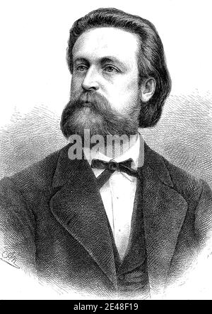 Ernst Scherenberg, 21. Juli 1839 - 19. September 1905, Lyriker / Ernst Scherenberg, 21. Juli 1839 - 19. September 1905, ein deutscher lyrischer Dichter, Historisch, historisch, digital verbesserte Reproduktion eines Originals aus dem 19. Jahrhundert / digitale Reproduktion einer Originalvorlage aus dem 19ten Jahrhundert. Jahrhundert, Stockfoto