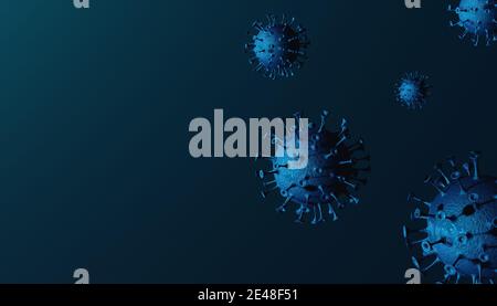 3D-Rendering des Coronavirus. Medizinisches Konzept des Ausbruchs des lebensbedrohlichen Covid-19-Virus. Stockfoto