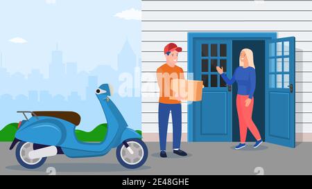 Mann hinterließ Pappkartons mit Waren Stock Vektor