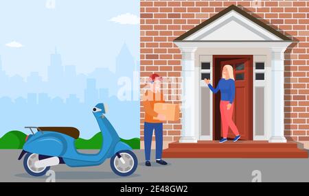 Mann hinterließ Pappkartons mit Waren Stock Vektor