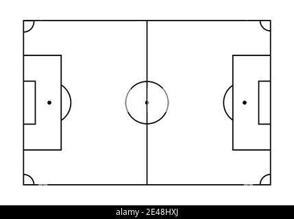 Fußballfeld oder Fußballfeld weiß mit schwarzen Linien Stock Vektor