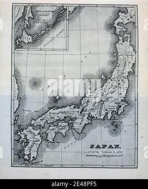 Karte von Japan aus dem Buch "Rambles in Japan: Das Land der aufgehenden Sonne" von Tristram, H. B. (Henry Baker), 1822-1906. Veröffentlichungsdatum 1895. Verlag New York : Revell