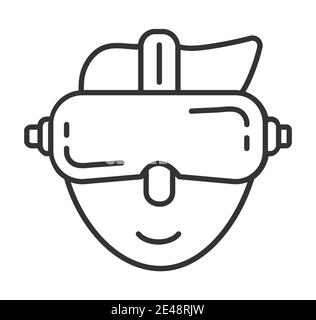 Symbolvektor für virtuelle Realität. Der Mann trägt eine VR-Brille. Futuristisch, Cyberspace Zeichen für UI, Web Stock Vektor