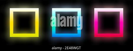 Set von abstrakten bunten leuchtenden Quadraten. Geometrische rechteckige Formen mit lebhaftem Verlauf. Design-Elemente für Poster, Banner, Flyer, Karte, etc. Vektor-Illustration. Stock Vektor