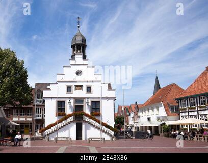 Historisches Rathaus, Marktplatz, Lingen, Emsland Stockfoto