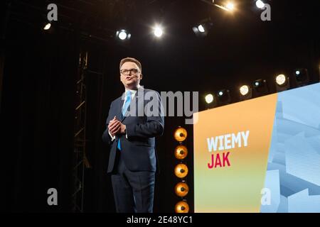 Warschau, Masowien, Polen. Januar 2021. Die Präsentation der Bewegung Polen 2050 unter dem Motto "Wir wissen, wie" EIN Plan für Poland.in das Bild: KRZYSZTOF HOLOWNIA Kredit: Hubert Mathis/ZUMA Wire/Alamy Live News Stockfoto