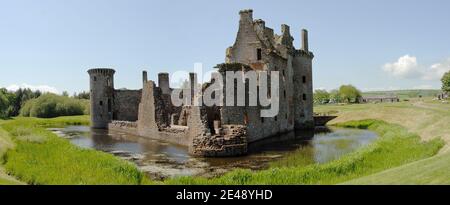 Caerlaverock Burgruine Panorama Stockfoto