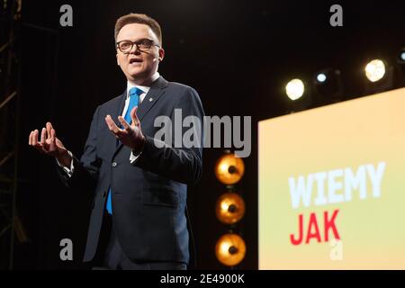 Warschau, Masowien, Polen. Januar 2021. Die Präsentation der Bewegung Polen 2050 unter dem Motto "Wir wissen, wie" EIN Plan für Poland.in das Bild: KRZYSZTOF HOLOWNIA Kredit: Hubert Mathis/ZUMA Wire/Alamy Live News Stockfoto