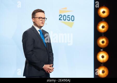 Warschau, Masowien, Polen. Januar 2021. Die Präsentation der Bewegung Polen 2050 unter dem Motto "Wir wissen, wie" EIN Plan für Poland.in das Bild: KRZYSZTOF HOLOWNIA Kredit: Hubert Mathis/ZUMA Wire/Alamy Live News Stockfoto