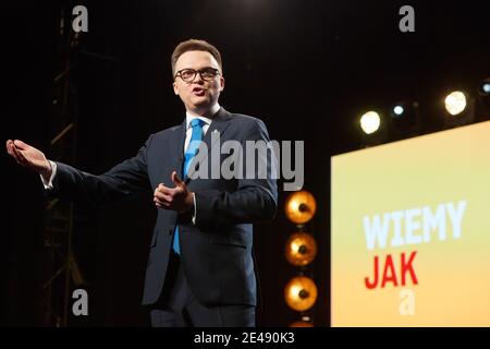 Warschau, Masowien, Polen. Januar 2021. Die Präsentation der Bewegung Polen 2050 unter dem Motto "Wir wissen, wie" EIN Plan für Poland.in das Bild: KRZYSZTOF HOLOWNIA Kredit: Hubert Mathis/ZUMA Wire/Alamy Live News Stockfoto