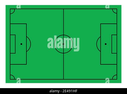 Fußballplatz oder Fußballplatz mit schwarzen Linien Stock Vektor