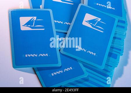 Vintage Pan American World Airways Spielkarten, USA Stockfoto