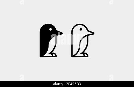 Einfache Pinguin Clipart Symbol Vektor Design Illustration Stockfoto