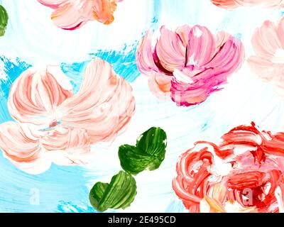 Abstrakte Blaue Und Rosa Blumen Kreative Handbemalte Hintergrund Pinsel Und Marmor Textur Acrylmalerei Auf Leinwand Moderne Kunst Zeitgenossische Kunst Stockfotografie Alamy