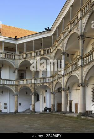 Innenhof von Schloss der Schlesischen Piasten in Brieg. Woiwodschaft Oppeln. Polen Stockfoto