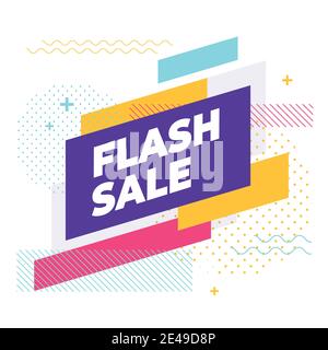 Flash Verkauf mit bunten geometrischen Formen Banner. Stock Vektor