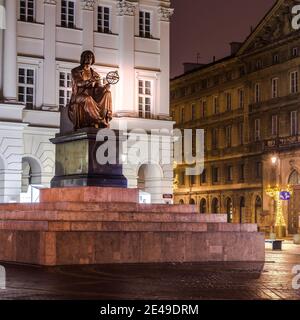 Denkmal für Nikolaus Kopernikus in der polnischen Hauptstadt. Stockfoto