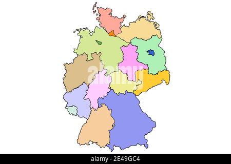 Deutschland Karte und Bundesländer Karte Vektor bunt Stockfoto