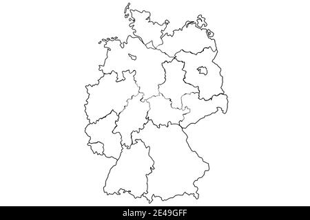 Deutschland Karte und Bundesländer Karte Vektor transparent Stockfoto