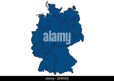 Deutschland Karte und Bundesländer Karte Vektor dunkel Stockfoto