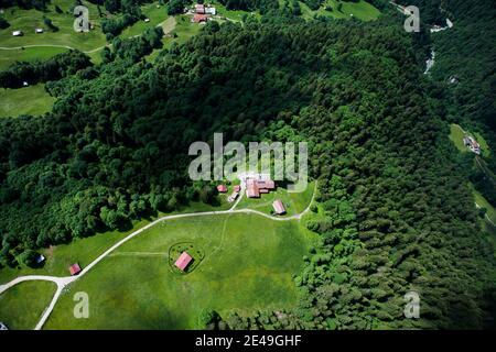 Eckbauer, Partnachklamm, Garmisch-Partenkirchen, Luftaufnahme, Werdenfelser Land, Oberland, Bayern, Deutschland Stockfoto