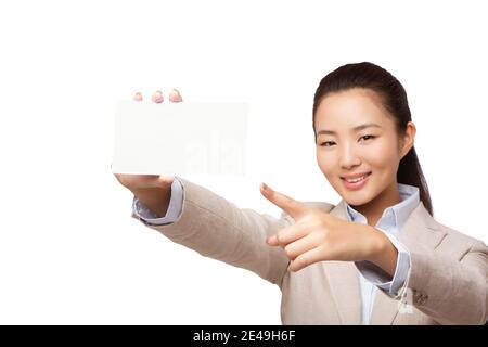 Business Frau mit Whiteboard hochwertige Foto Stockfoto