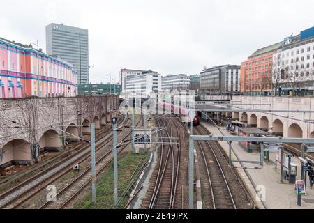 Kopenhagen, Dänemark - 12 Dez 2020: Hauptbahnhof Kopenhagen Stockfoto