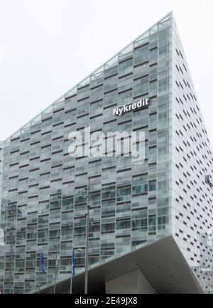 Kopenhagen, Dänemark - 12 Dez 2020: Das Logo des Nykredit in Kopenhagen Stockfoto