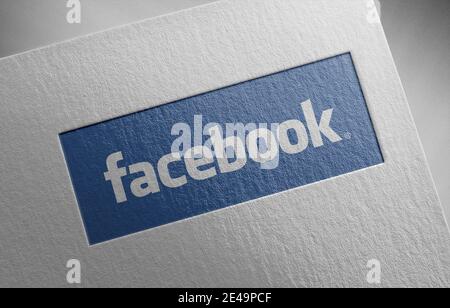 Facebook-Logo auf Papier Textur Illustration Stockfoto