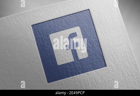 Facebook-Logo auf Papier Textur Illustration Stockfoto