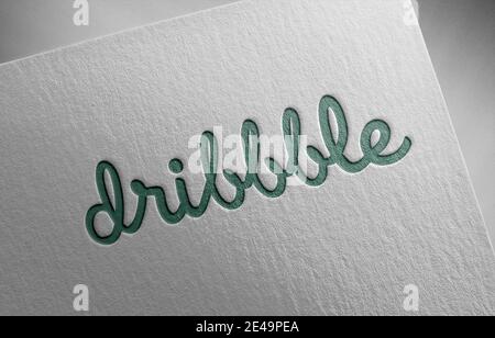 Abbildung mit Dribbble-Logo auf Papiertextur Stockfoto