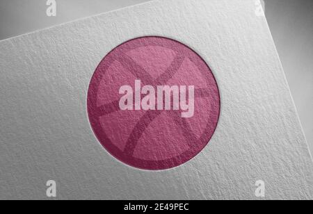 Abbildung mit Dribbble-Logo auf Papiertextur Stockfoto