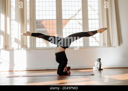 Yoga-Kopfstand Stockfoto