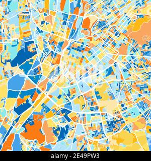 Farbkunstkarte von Arequipa, Peru, Peru in Blau und Orangen. Die Farbabstufungen in Arequipa-Karte folgen einem zufälligen Muster. Stock Vektor