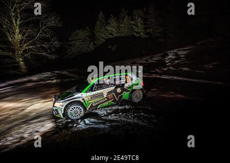 25 Andreas MIKKELSEN (NOR), Ola FLOENE (NOR), TOKSPORT WRT SKODA Fabia Evo, RC2 Rally2, Aktion während der Rallye-Weltmeisterschaft 2021, Rallye Monte Carlo am 20. Bis 24. Januar 2021 in Monaco - Foto Bastien Roux / DPPI / LiveMedia Stockfoto