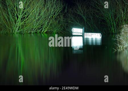 Newton Lane bei Fairburn in North Yorkshire während Überschwemmungen verursacht Von Storm Christoph Stockfoto