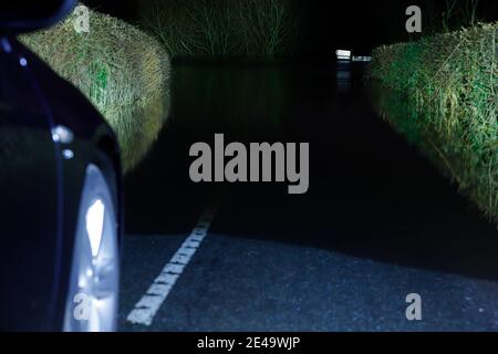 Newton Lane bei Fairburn in North Yorkshire während Überschwemmungen verursacht Von Storm Christoph Stockfoto