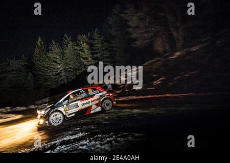 69 Kalle ROVANPERÄ (FIN), Jonne HALTTUNEN (FIN), TOYOTA GAZOO RACING WRT, TOYOTA Yaris WRC, Aktion während der WRC World Rally Car Championship 2021, Rallye Monte Carlo am 20. Bis 24. Januar 2021 in Monaco - Foto Bastien Roux / DPPI / LM Stockfoto