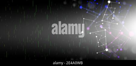 Geometrischer Hintergrund mit verbindenden Punkten und Linien. Digitale Technik und Kommunikationskonzept. Abstraktes Netzwerk. Stockfoto